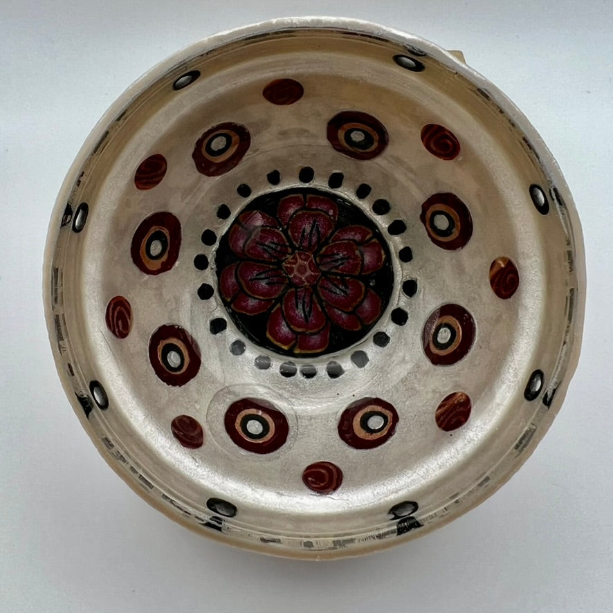 Pearl with Cranberry and Gold Circles