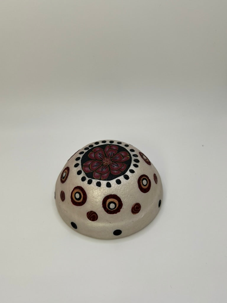 Pearl with Cranberry and Gold Circles