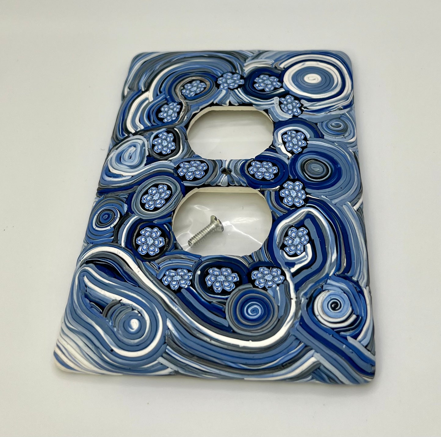 Tones of Blue Flowers and Swirls