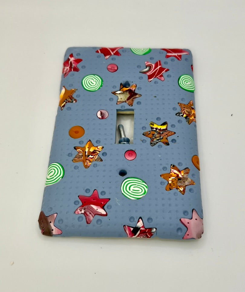 Slate Blue with Stars and Swirls