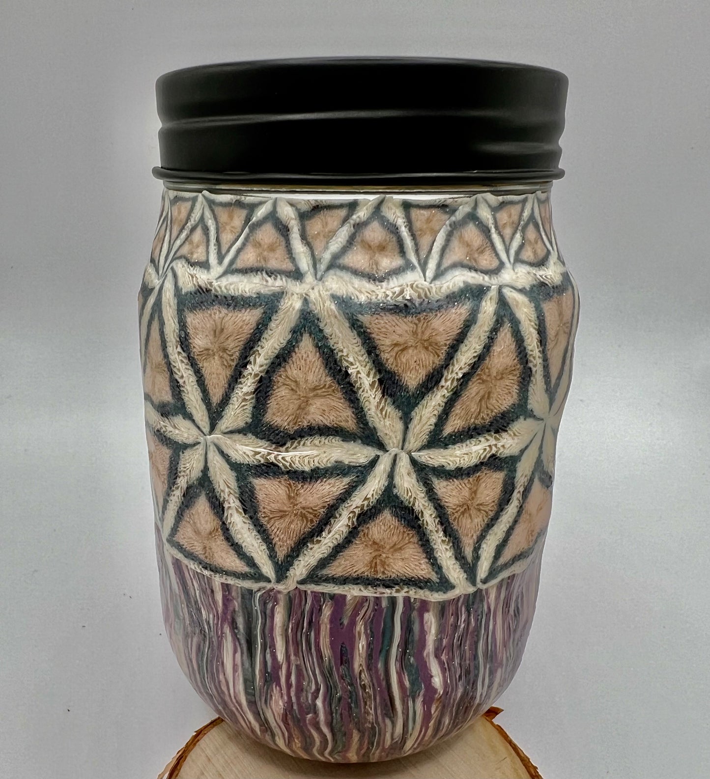 Peach and Blue Triangle Pattern