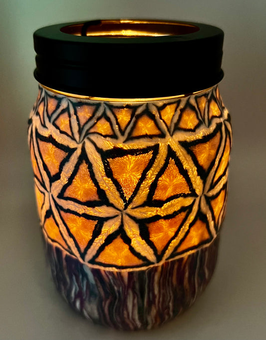 Peach and Blue Triangle Pattern